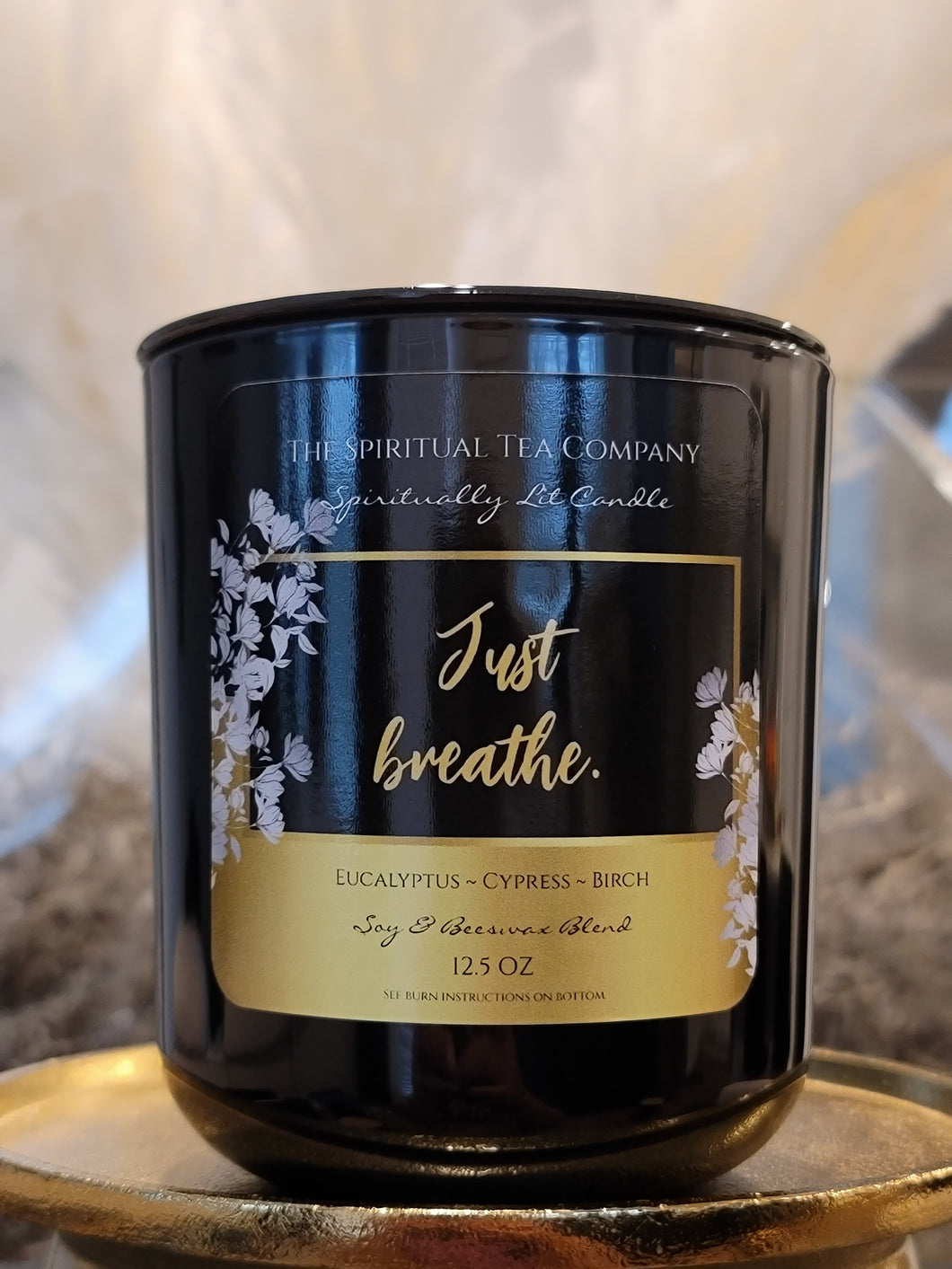 Just Breathe Spiritually Lit Candle